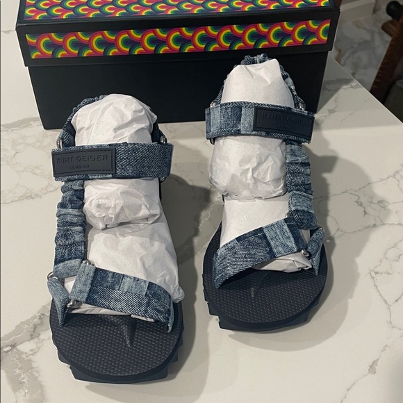 Kurt Geiger Blue Denim Women's Sandals - Picture 8 of 8